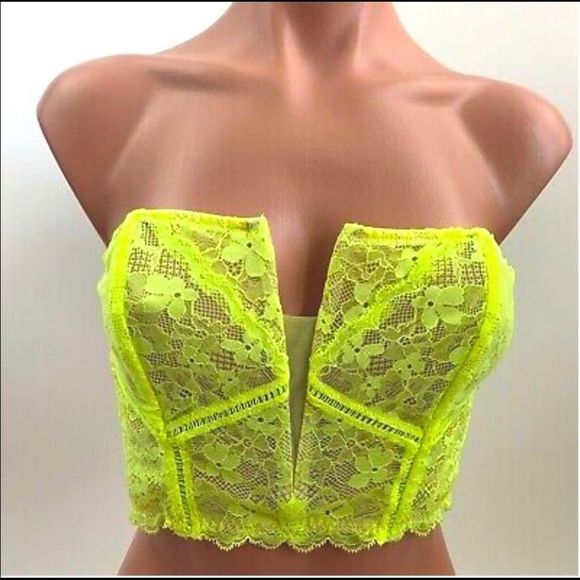 Victoria's Secret, Tops, Victorias Secret Dream Angels Lace Bustier Corset  Bra Pink Neon Nwt